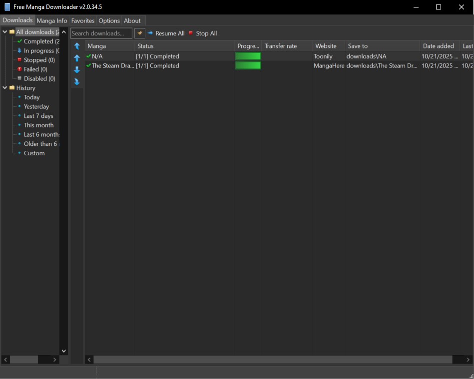 Manga Downloader Interface Preview